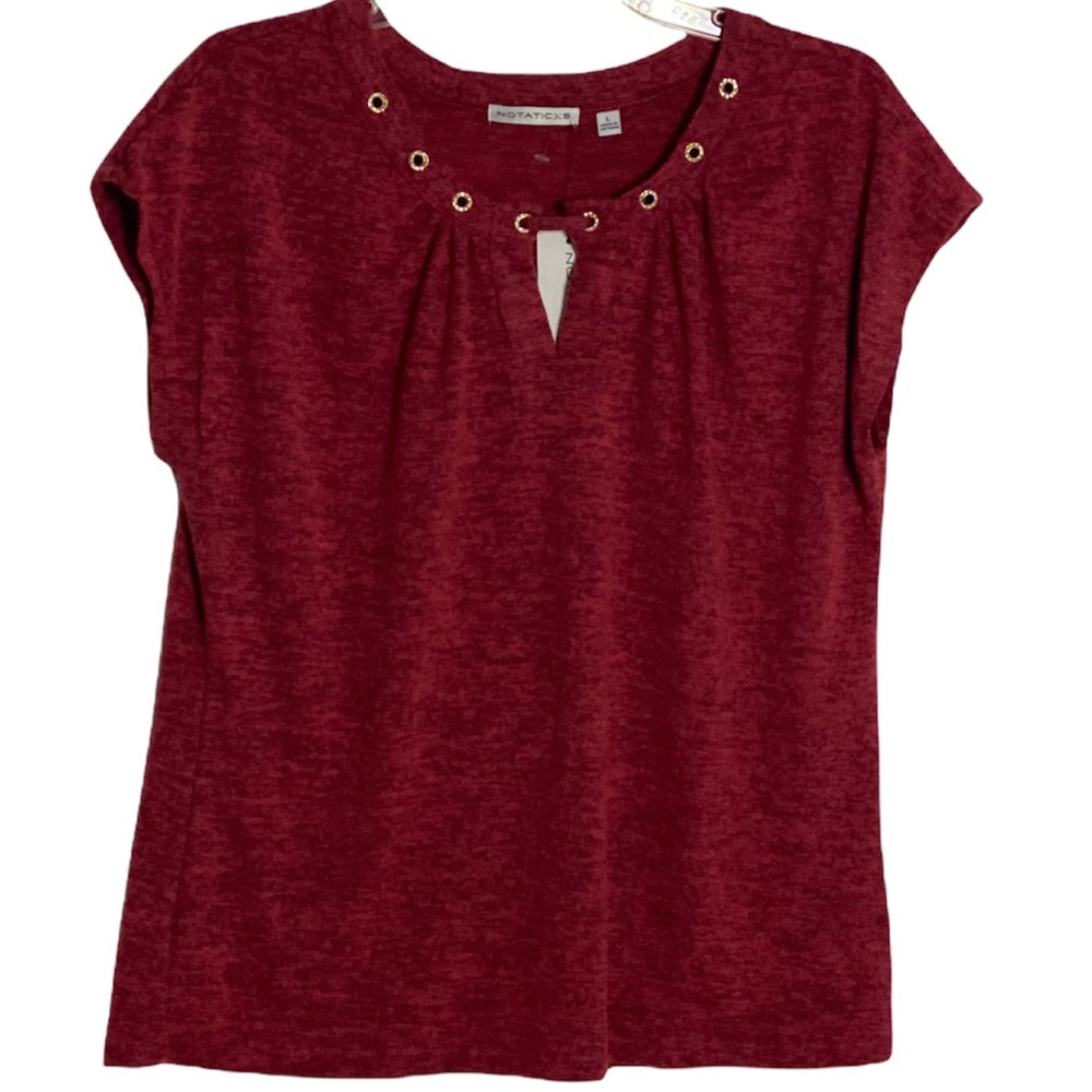 Notarios NEW Beautiful blouse Cherry Red color. Size L. Metal details